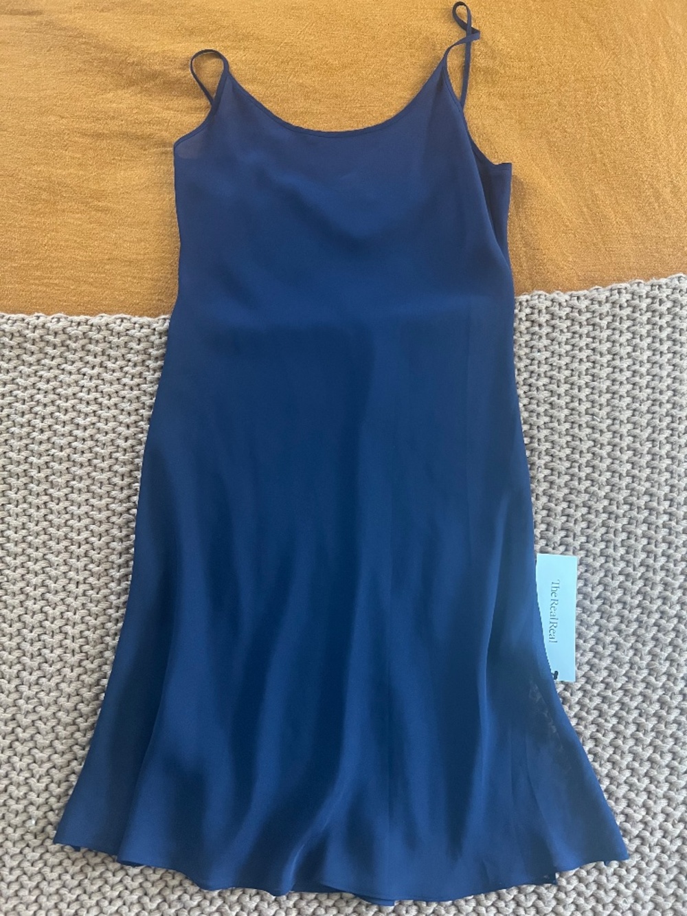 Lauren Ralph Lauren Women's Sheer Navy Blue Sleeveless Slip Midi Dress Size Smal
